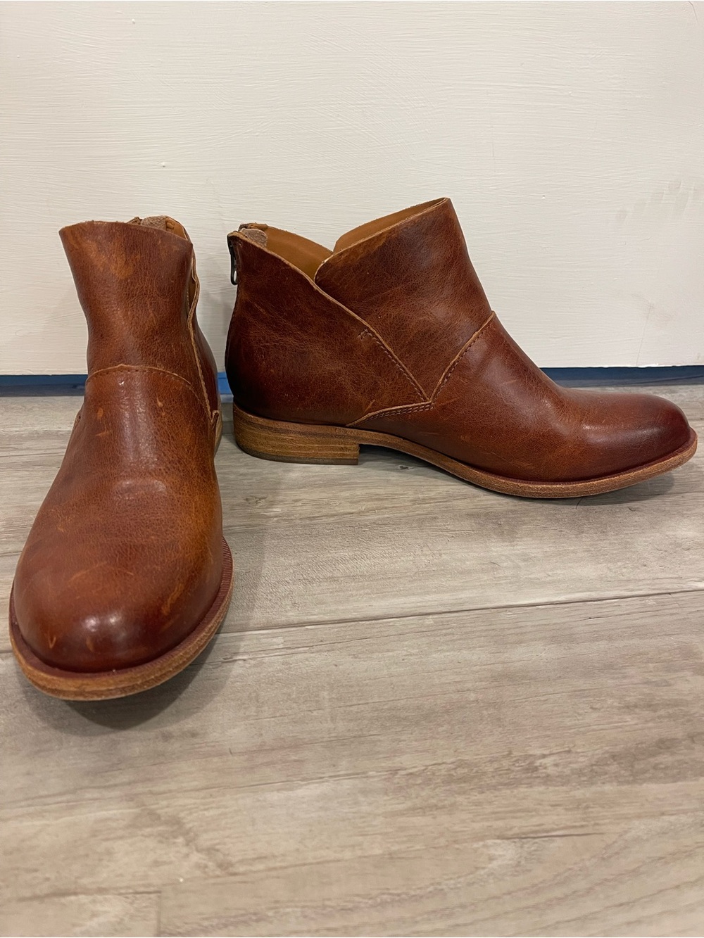 Kork-Ease Ryder Brown Leather Back Zip Ankle Boots 7.5